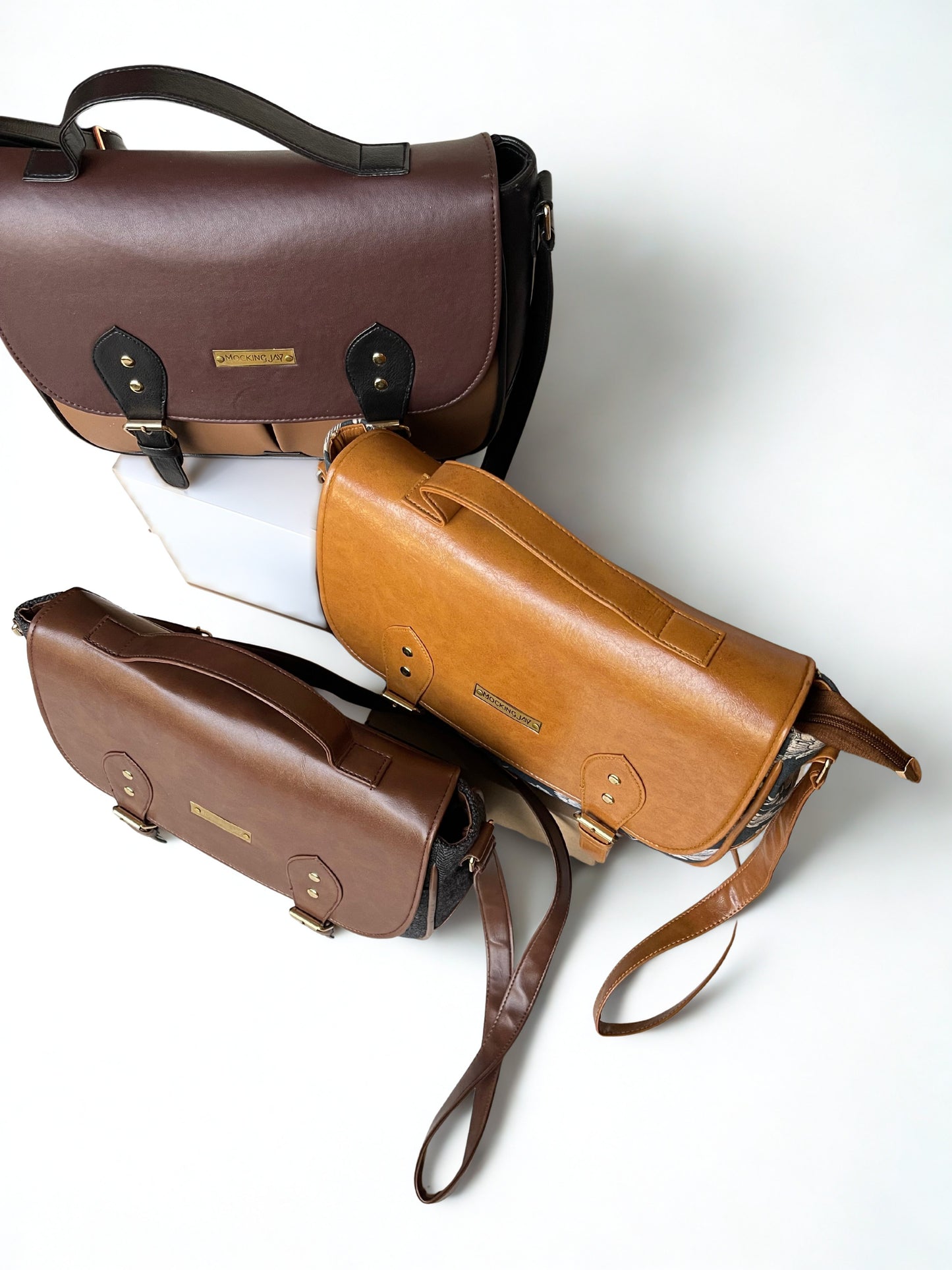 Satchel Bags - Grey Herringbone