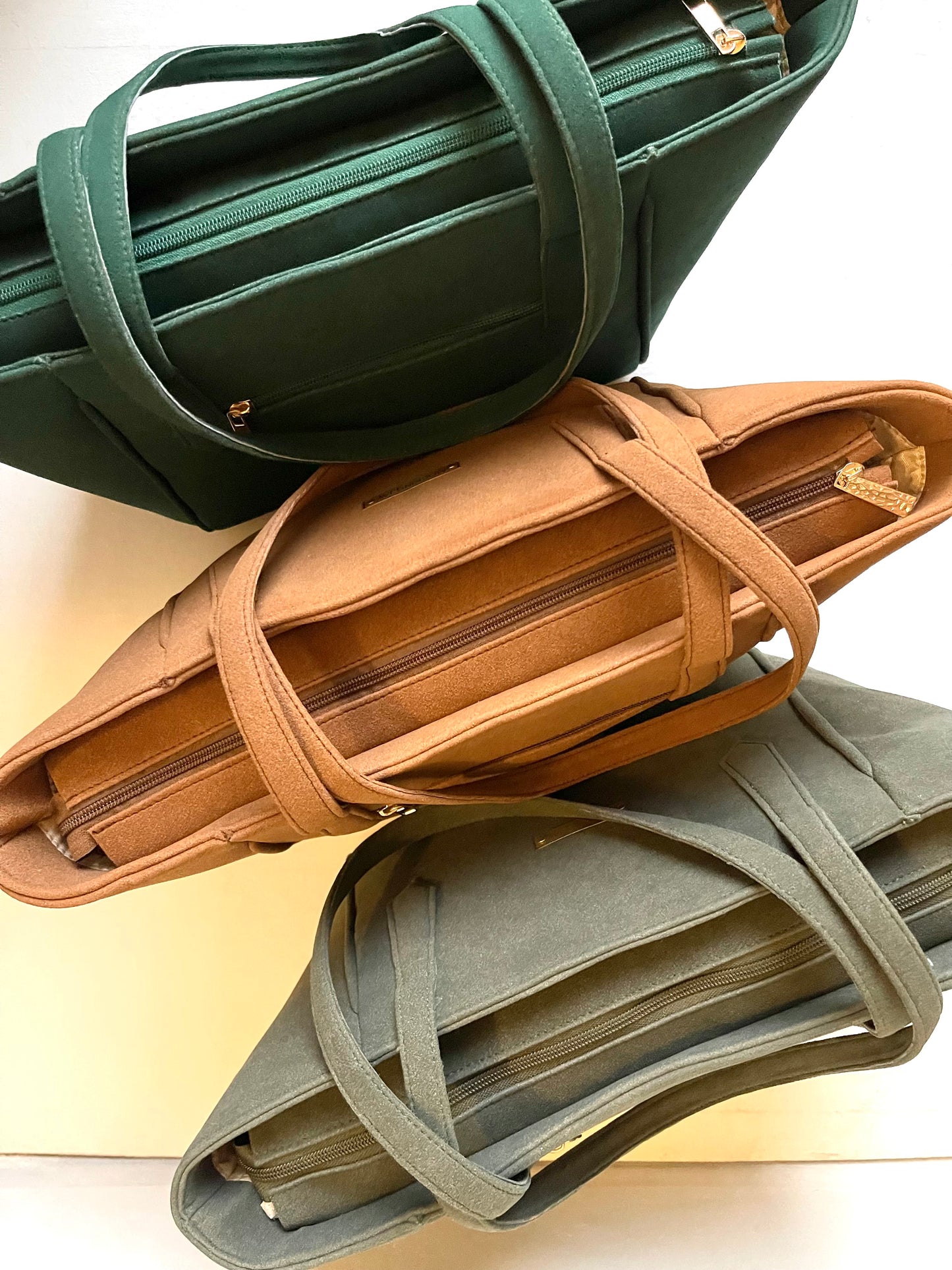 Suede Tote Bag - Olive