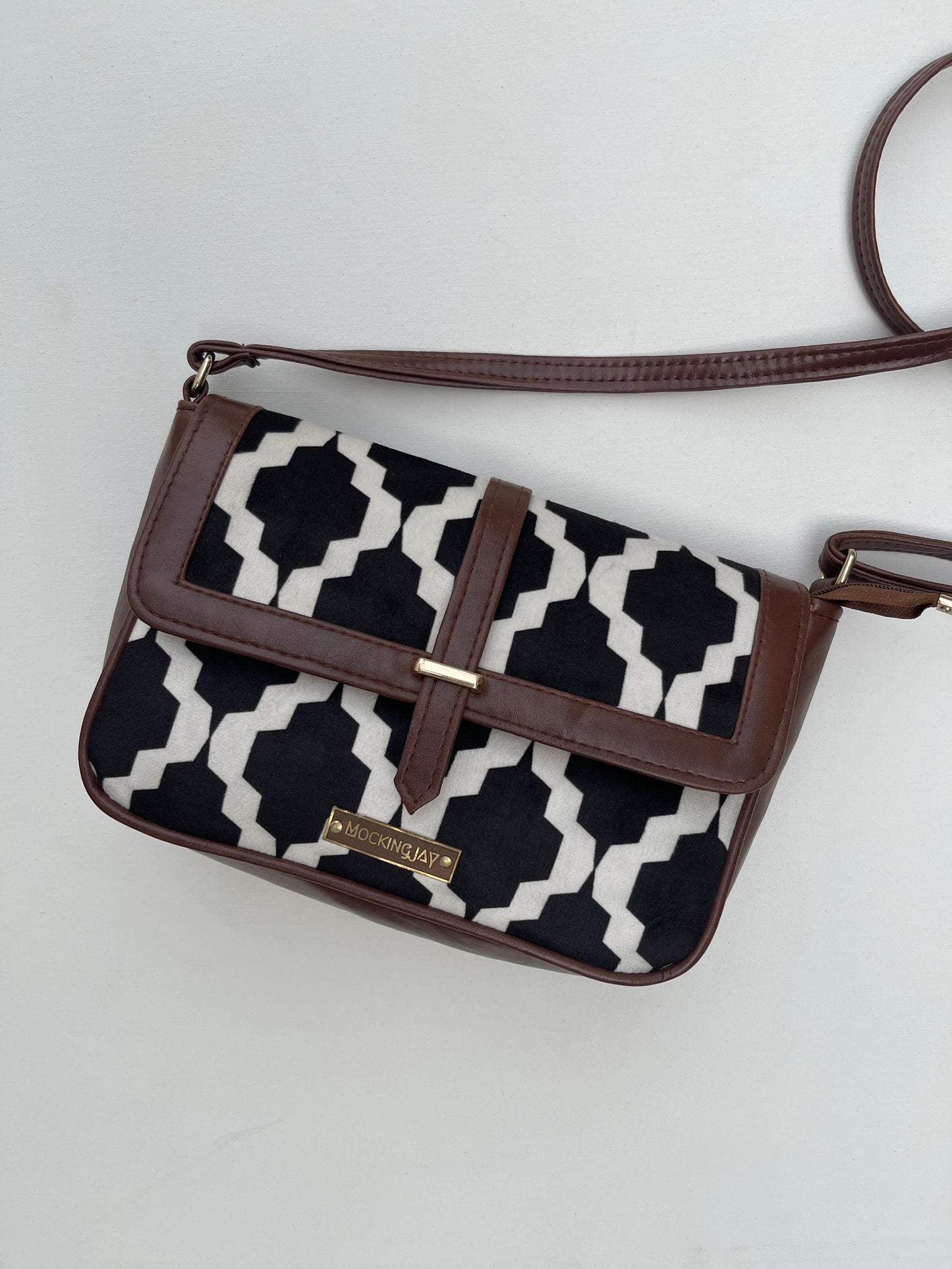 Black and White Printed Crossbody