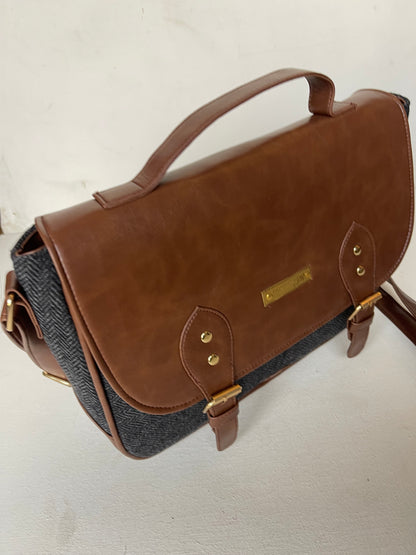 Satchel Bags - Grey Herringbone