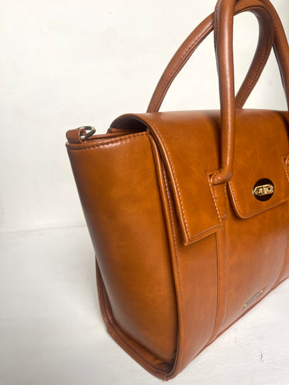 Tan Top Flap Tote