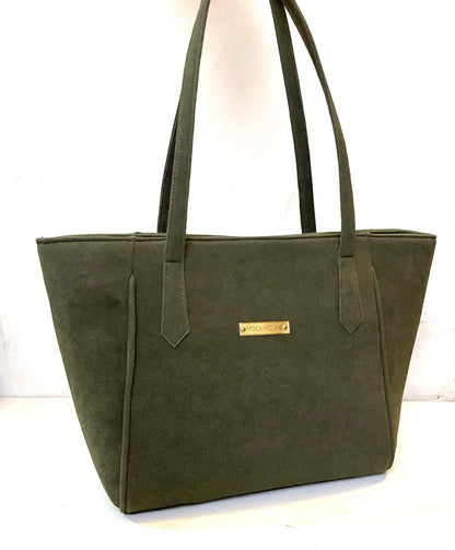 Suede Tote Bag - Olive