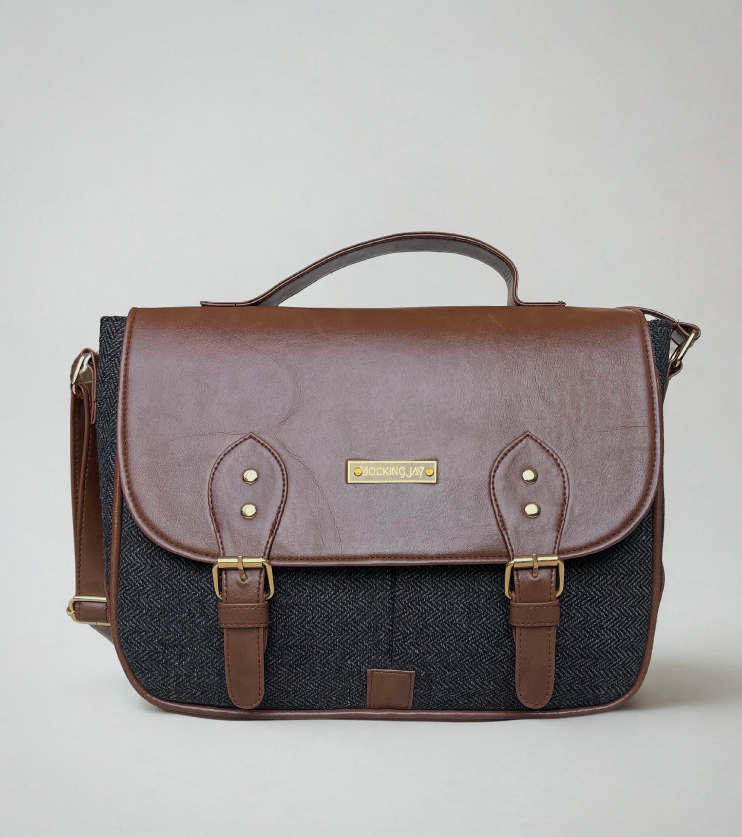 Satchel Bags - Grey Herringbone