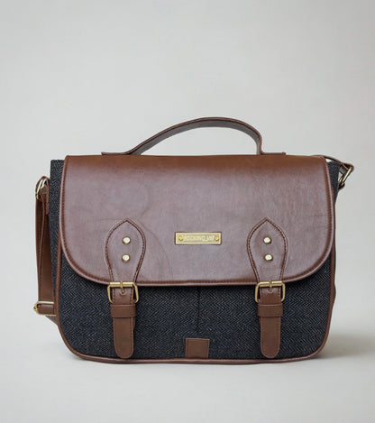 Satchel Bags - Grey Herringbone