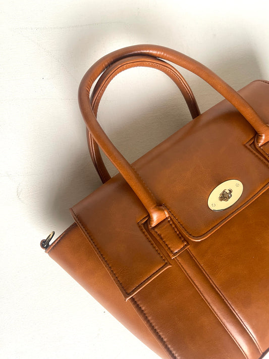 Tan Top Flap Tote