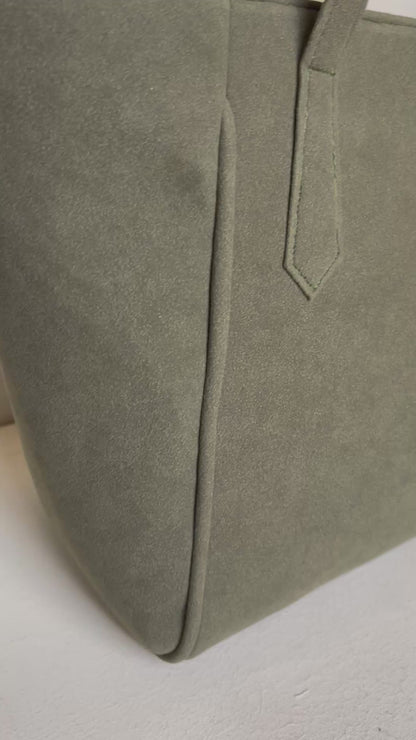Suede Tote Bag - Olive
